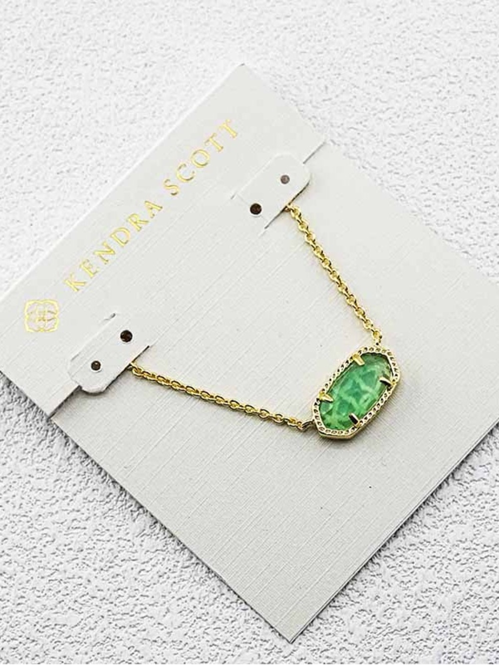 Kendra Scott Gold Tone Necklace with Green Stone Pendant